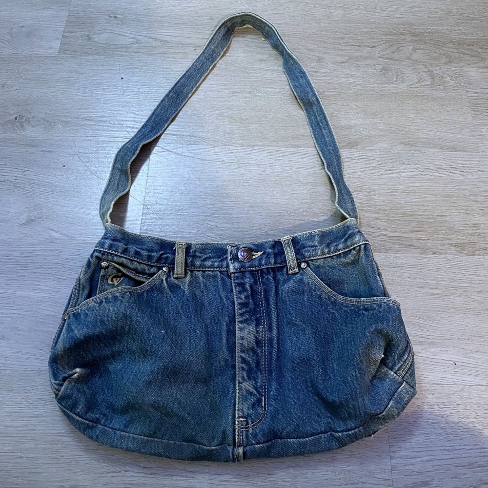 Gloria Vanderbilt y2k Denim Shoulder Bag Womens Medium Blue Upcycled Jean Purse